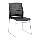 Contemporary Armless Plastic Metal Frame Study Office Chair Image - 32