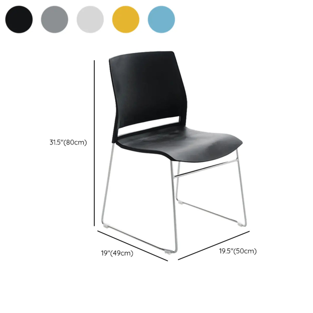 Contemporary Armless Plastic Metal Frame Study Office Chair 