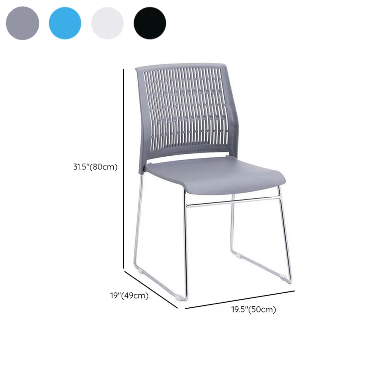 Contemporary Armless Plastic Metal Frame Study Office Chair Image - 35