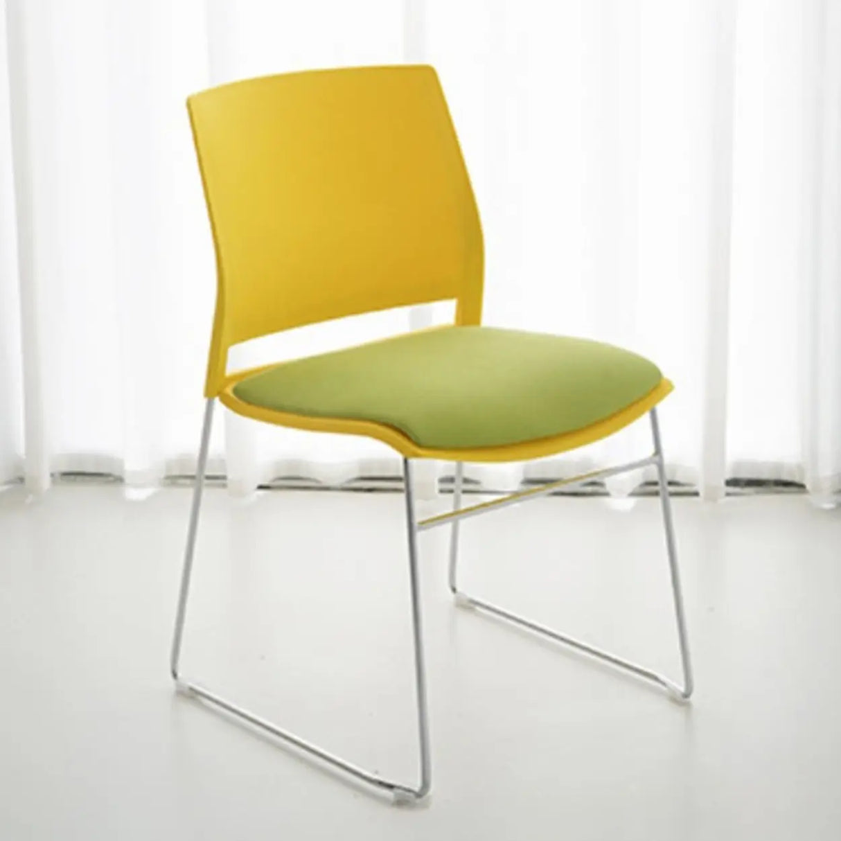 Contemporary Armless Plastic Metal Frame Study Office Chair Image - 4