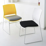 Contemporary Armless Plastic Metal Frame Study Office Chair Image - 5