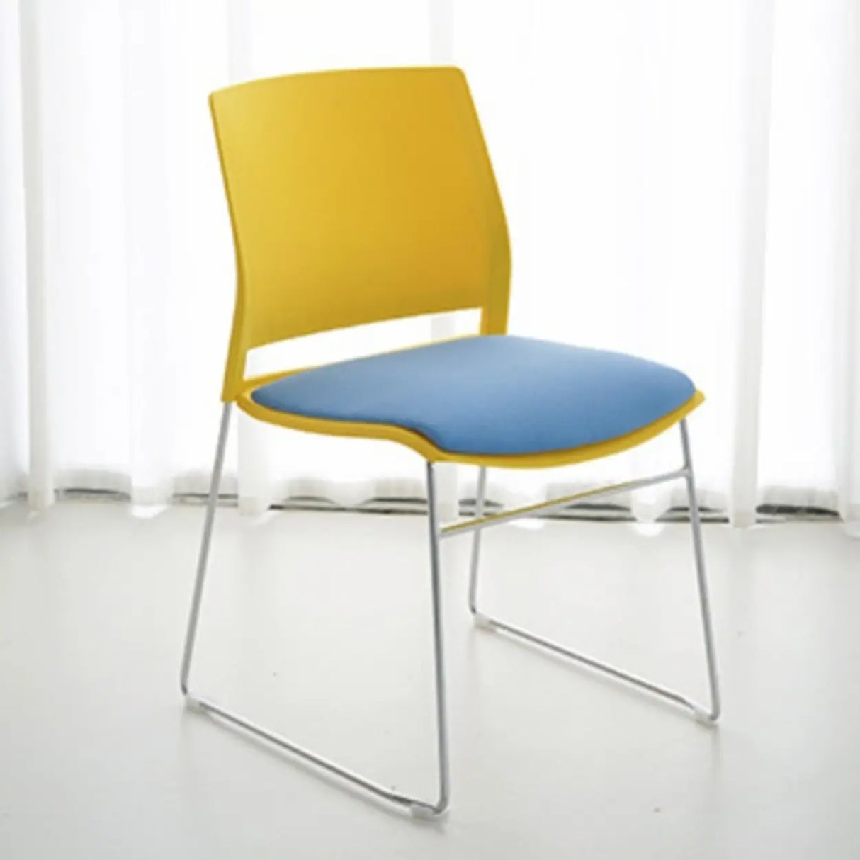 Contemporary Armless Plastic Metal Frame Study Office Chair Image - 6
