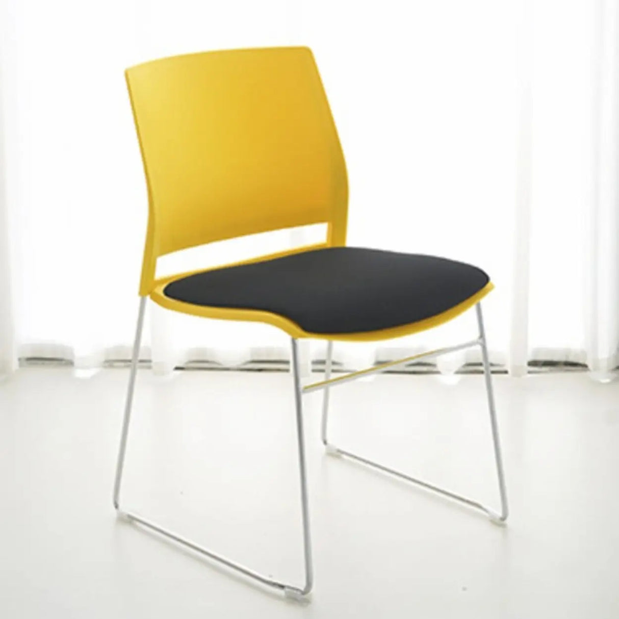 Contemporary Armless Plastic Metal Frame Study Office Chair Image - 7