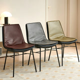 Contemporary Armless PU Leather Solid Back Dining Chairs Image - 1