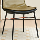 Contemporary Armless PU Leather Solid Back Dining Chairs Image - 15