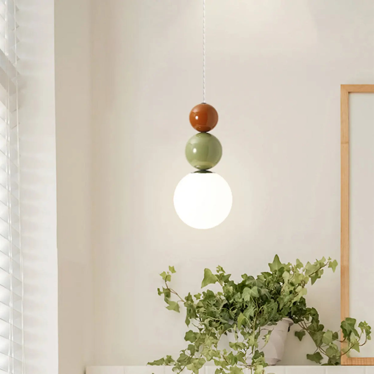 Contemporary Bedroom Green Globe Glass Pendant Light Image - 16