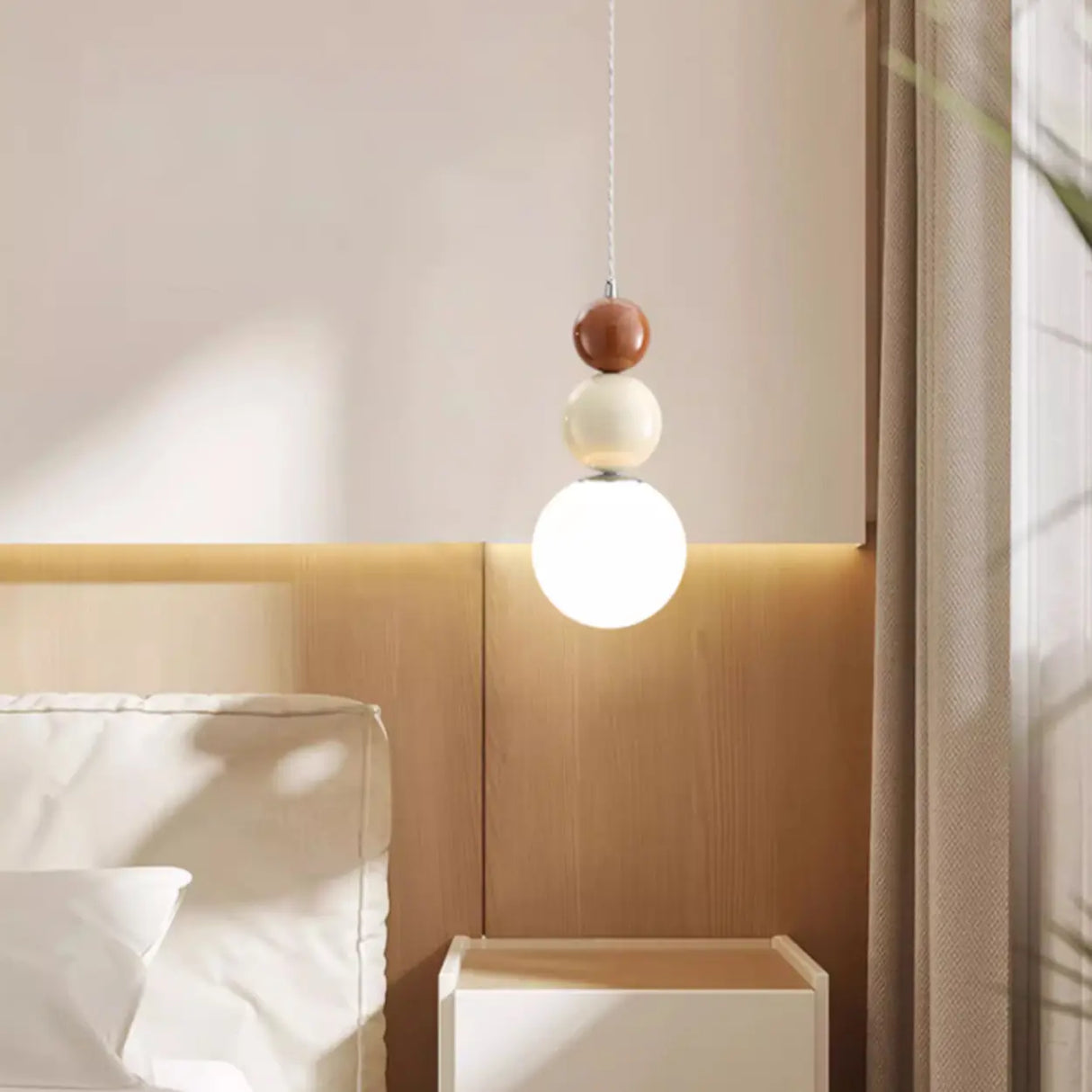 Contemporary Bedroom Green Globe Glass Pendant Light Image - 18