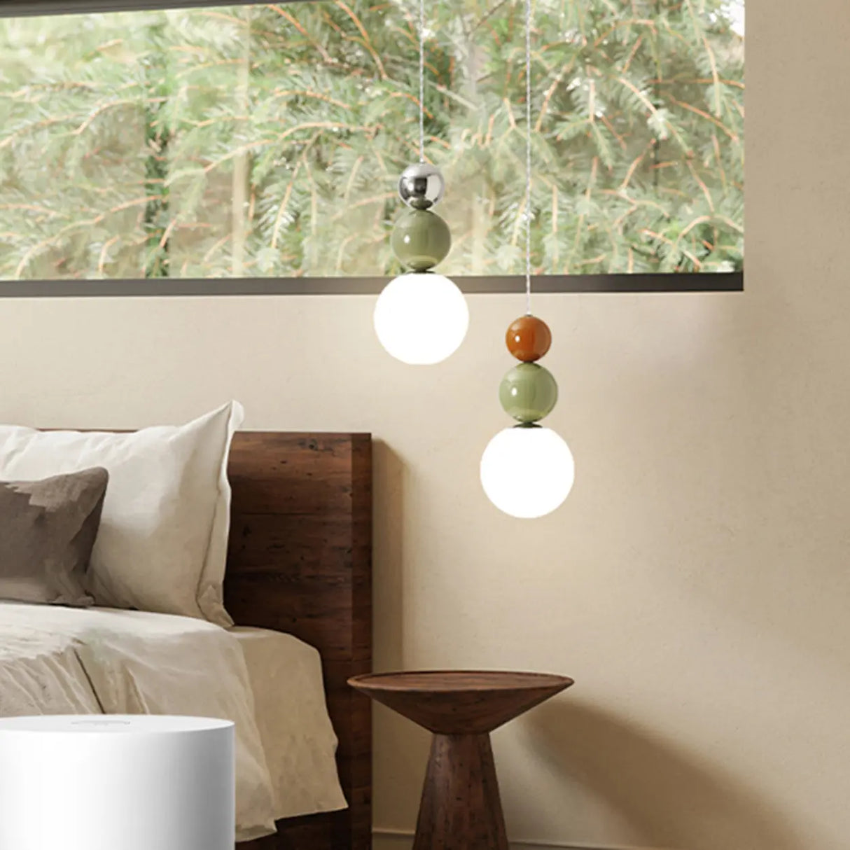 Contemporary Bedroom Green Globe Glass Pendant Light Image - 7