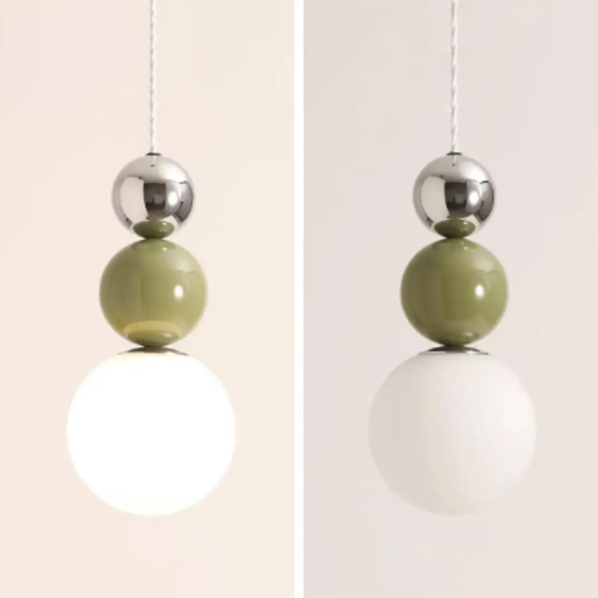Contemporary Bedroom Green Globe Glass Pendant Light Image - 9