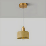Contemporary Bedroom Solid Wood Drum Pendant Light Image - 11