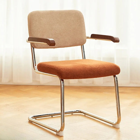 Contemporary Beige Upholstered Metal Office Chairs Image - 1