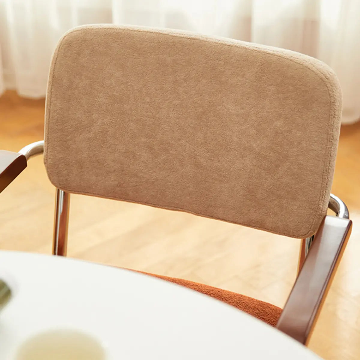 Contemporary Beige Upholstered Metal Office Chairs Image - 11