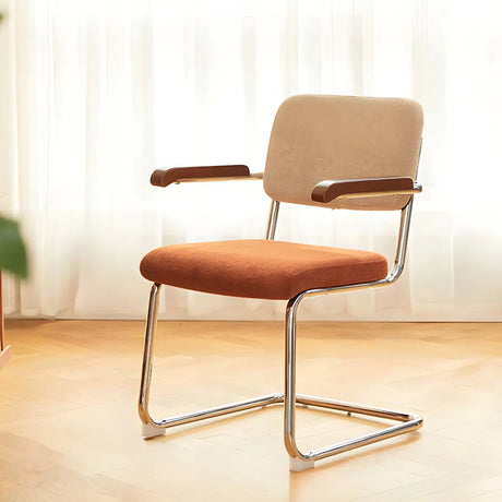 Contemporary Beige Upholstered Metal Office Chairs Image - 2