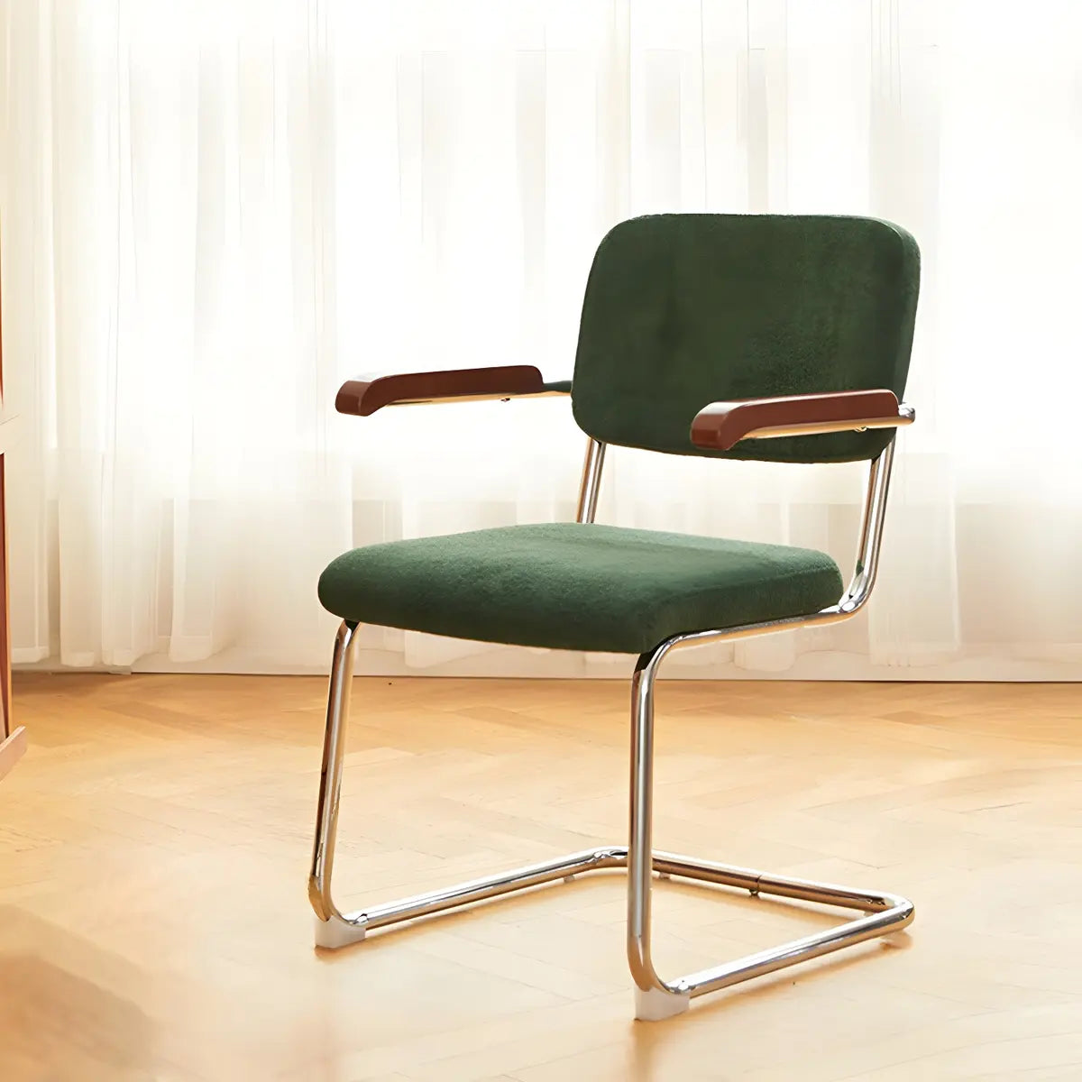 Contemporary Beige Upholstered Metal Office Chairs Image - 5