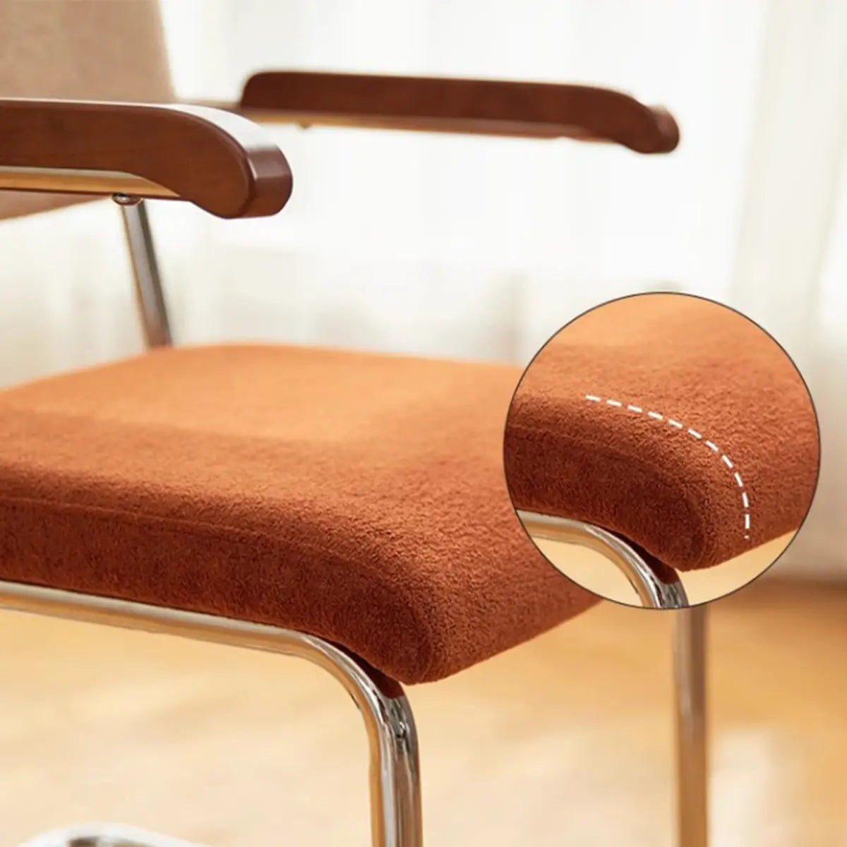 Contemporary Beige Upholstered Metal Office Chairs Image - 8