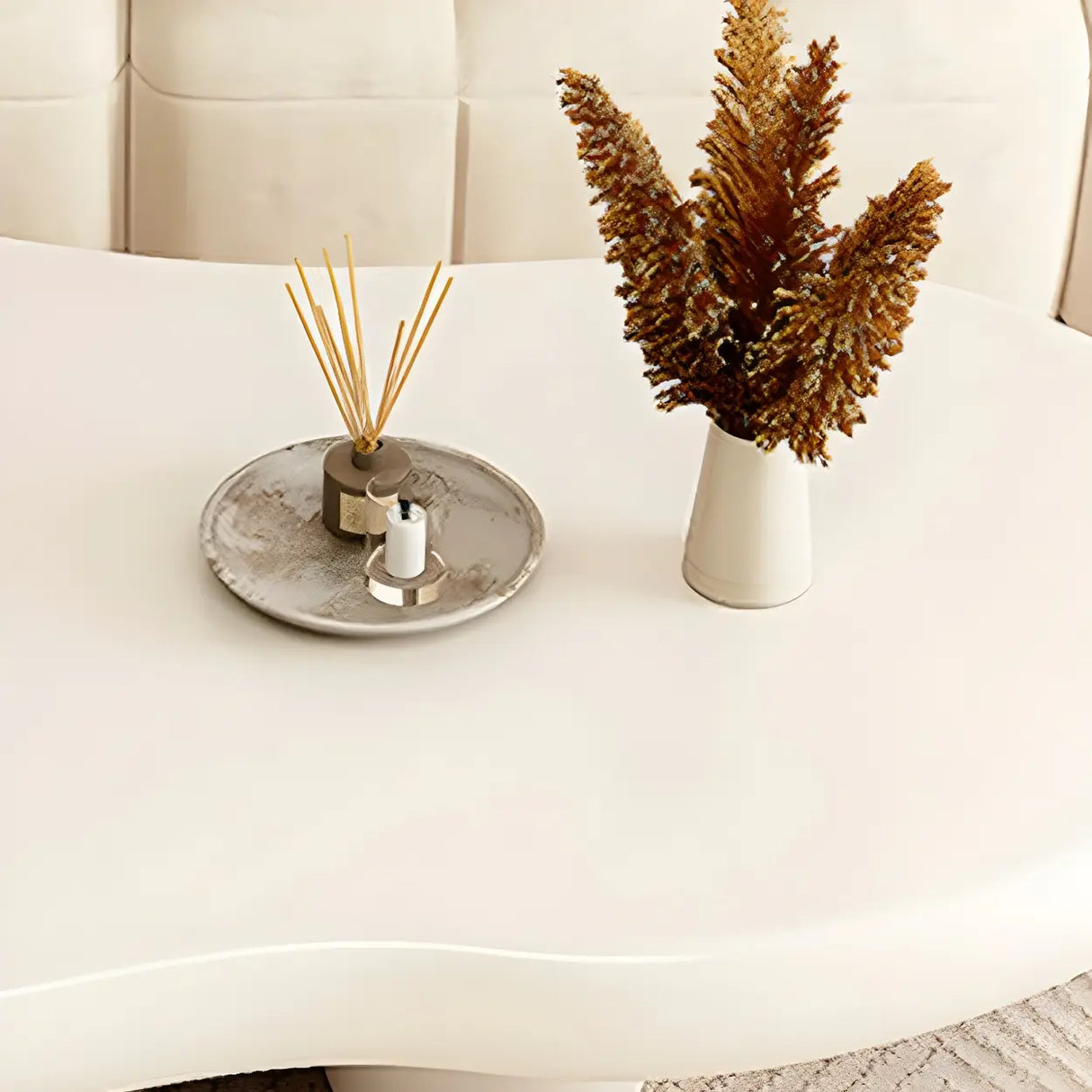 Contemporary Beige Wooden Freeform Shape Coffee Table Image - 10
