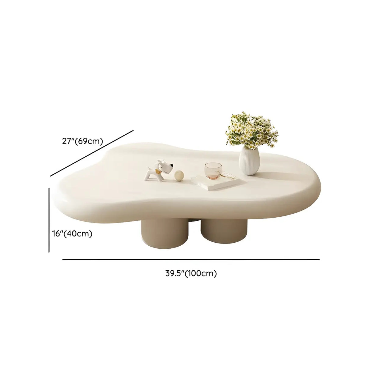 Contemporary Beige Wooden Freeform Shape Coffee Table 
