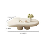 Contemporary Beige Wooden Freeform Shape Coffee Table #size