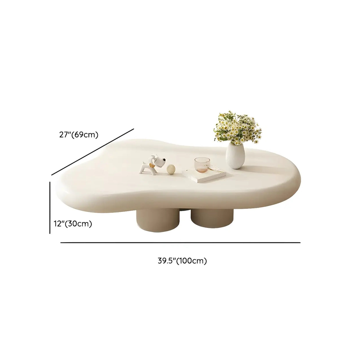 Contemporary Beige Wooden Freeform Shape Coffee Table Image - 12