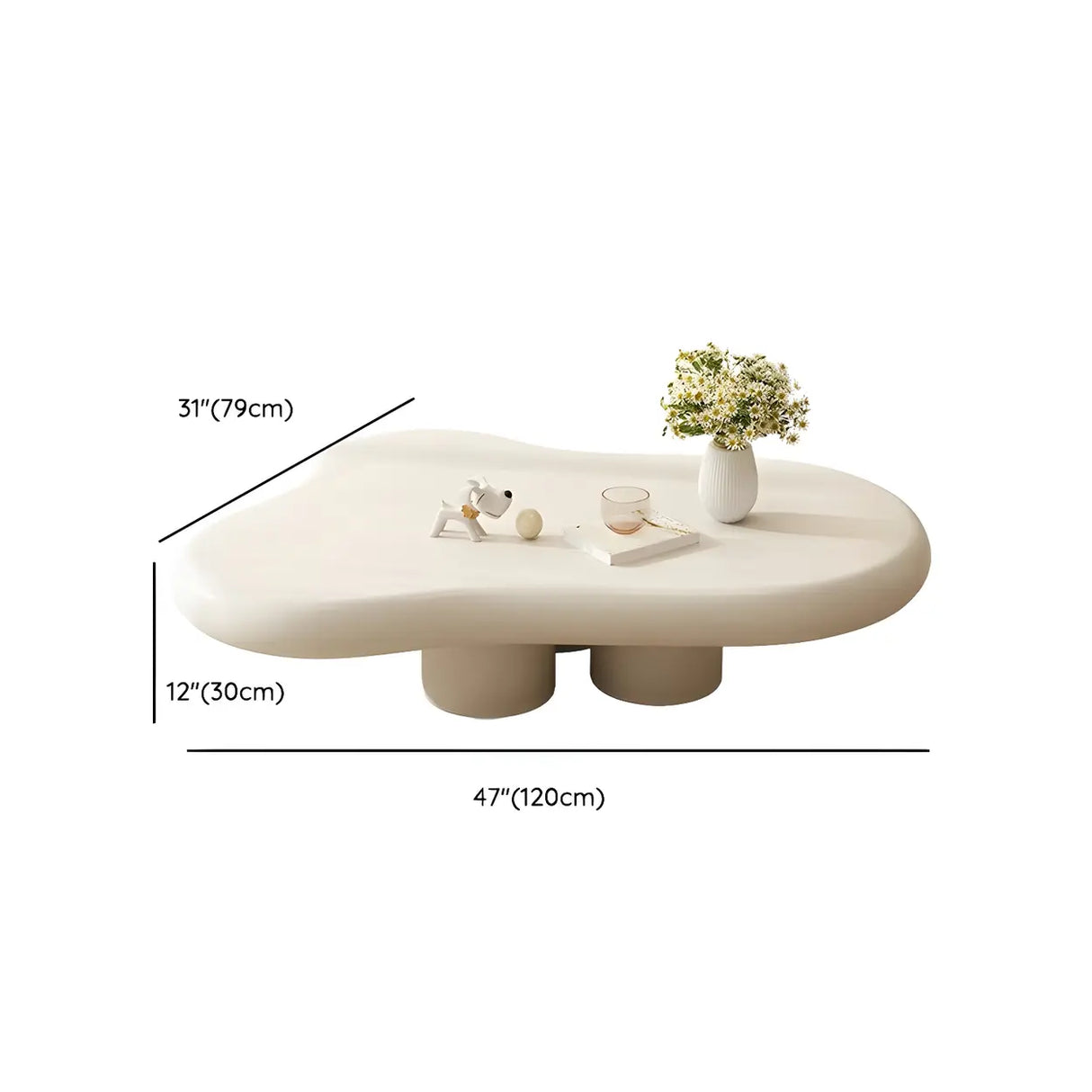 Contemporary Beige Wooden Freeform Shape Coffee Table Image - 13