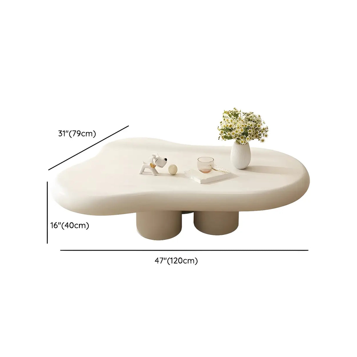 Contemporary Beige Wooden Freeform Shape Coffee Table Image - 14