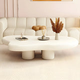 Contemporary Beige Wooden Freeform Shape Coffee Table Image - 2