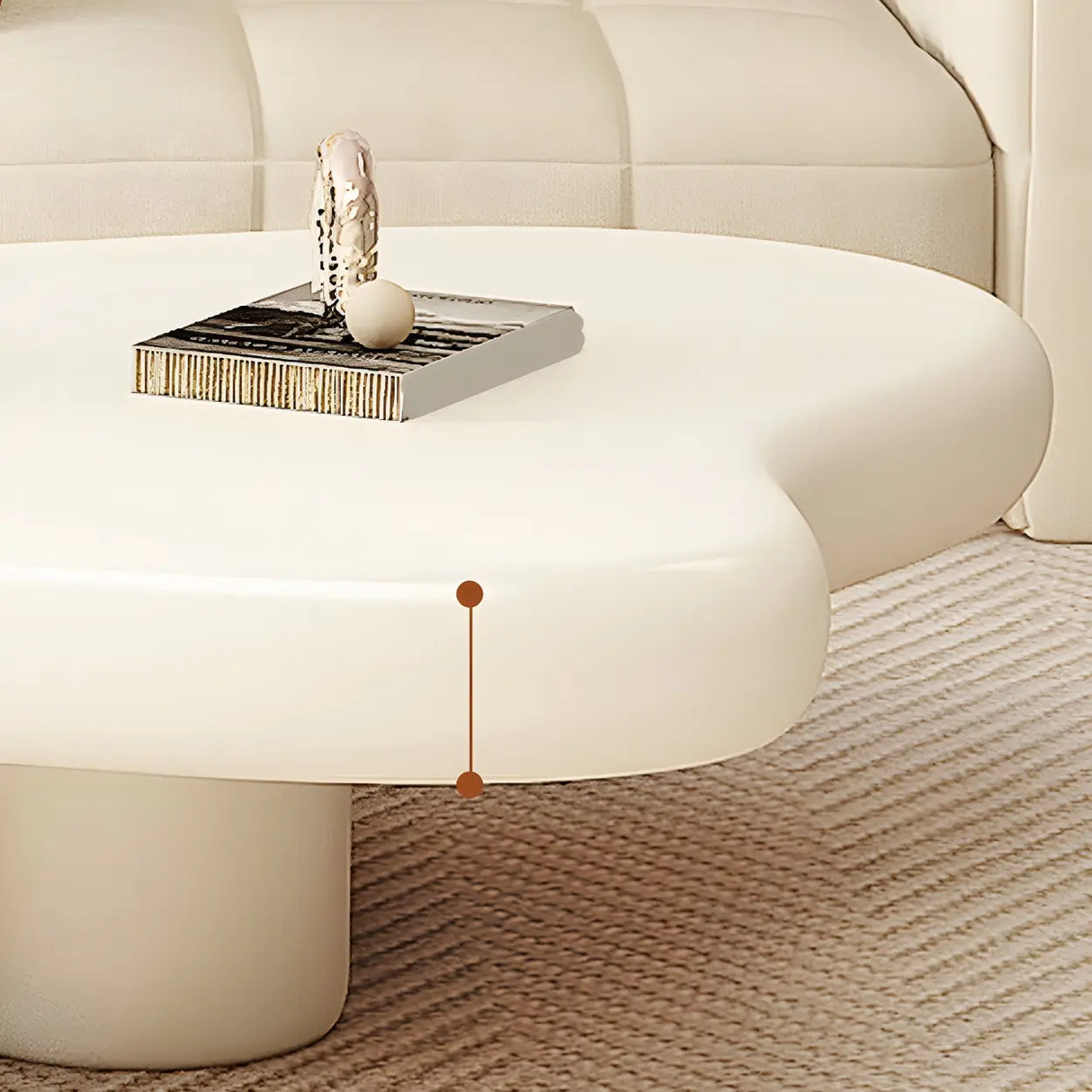 Contemporary Beige Wooden Freeform Shape Coffee Table Image - 8