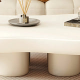 Contemporary Beige Wooden Freeform Shape Coffee Table Image - 9