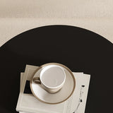 Contemporary Black Geometric Pedestal Metal Round Side Table Image - 10