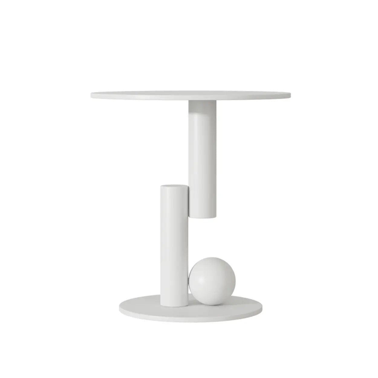Contemporary Black Geometric Pedestal Metal Round Side Table Image - 5
