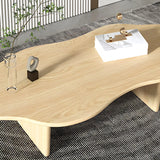 Contemporary Black Wood Free Form Sled Coffee Table Image - 9