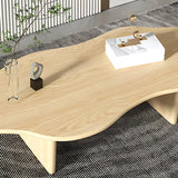 Contemporary Black Wood Free Form Sled Coffee Table Image - 9