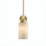 Contemporary Brass Alabaster Cube Bedroom Pendant Light Image - 6