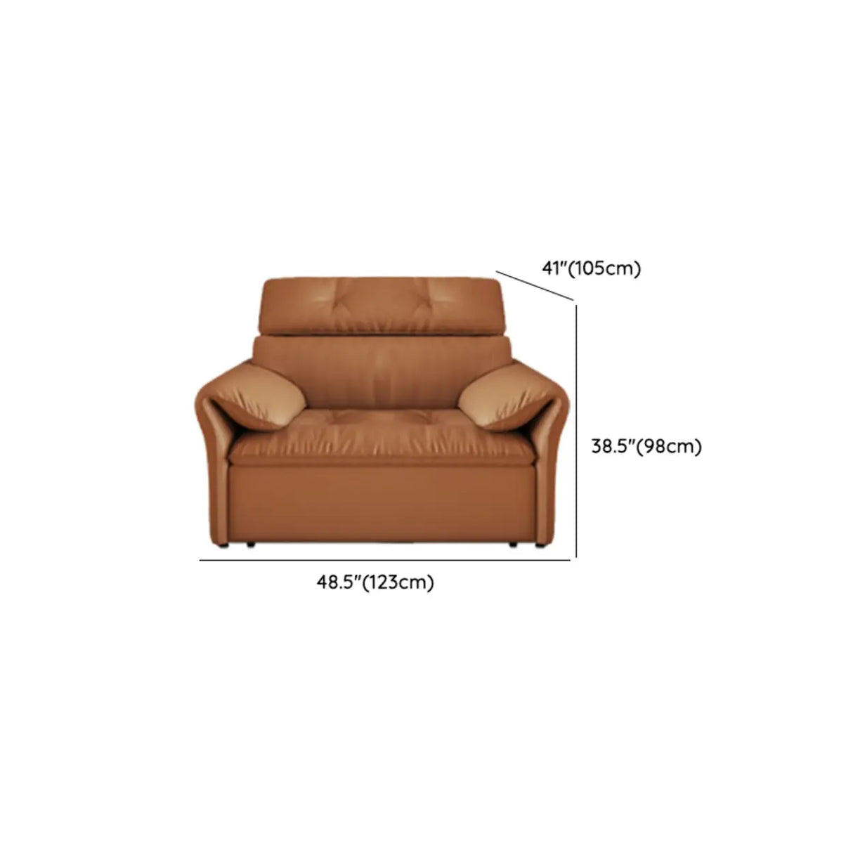 Contemporary Brown Genuine Leather Extendable Sleeper Sofa Image - 12