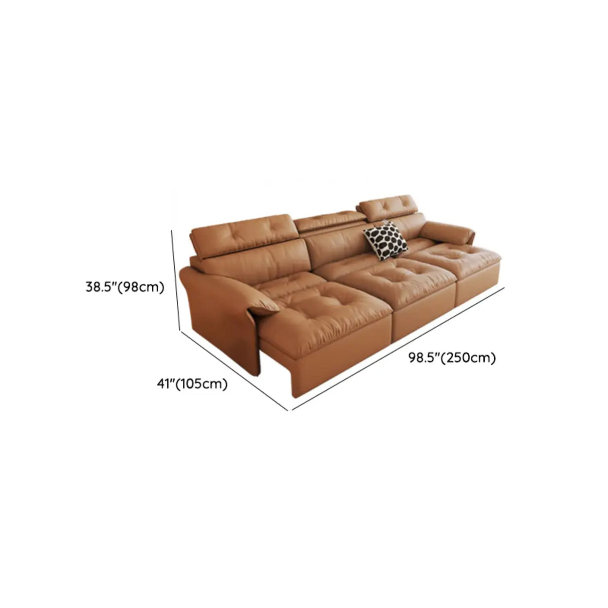 Contemporary Brown Genuine Leather Extendable Sleeper Sofa Image - 17