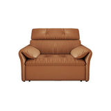 Contemporary Brown Genuine Leather Extendable Sleeper Sofa Image - 2