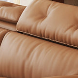 Contemporary Brown Genuine Leather Extendable Sleeper Sofa Image - 7