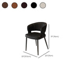 Contemporary Brown Leather Open Back Dining Chair With Arms #size