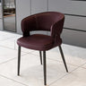 Contemporary Brown Leather Open Back Dining Chair With Arms Image - 5