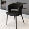 Contemporary Brown Leather Open Back Dining Chair With Arms Image - 7