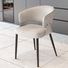 Contemporary Brown Leather Open Back Dining Chair With Arms Image - 9
