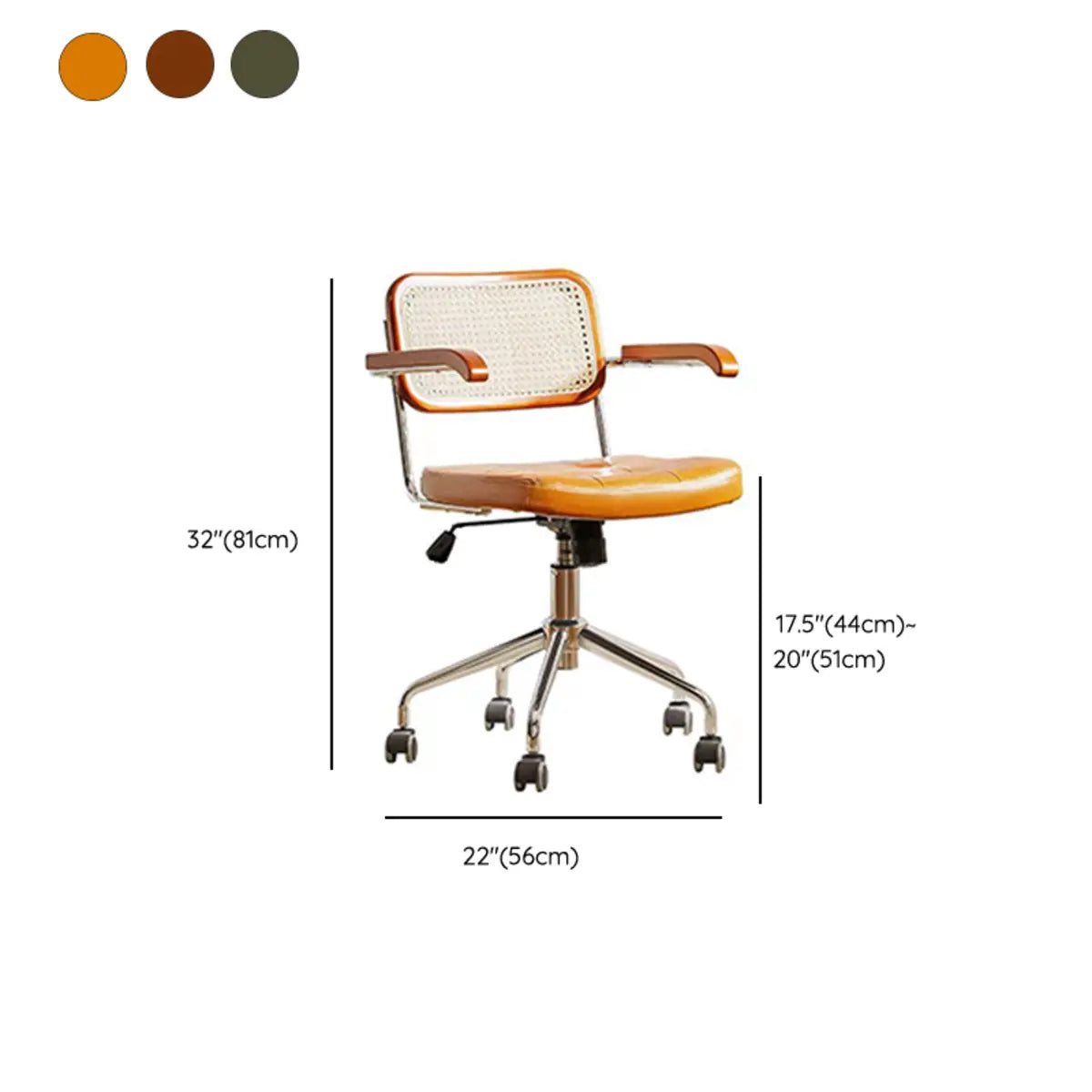 Contemporary Brown Leather Swivel Ergonomic Office Chair 