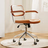 Contemporary Brown Leather Swivel Ergonomic Office Chair Image - 3