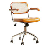 Contemporary Brown Leather Swivel Ergonomic Office Chair Image - 5