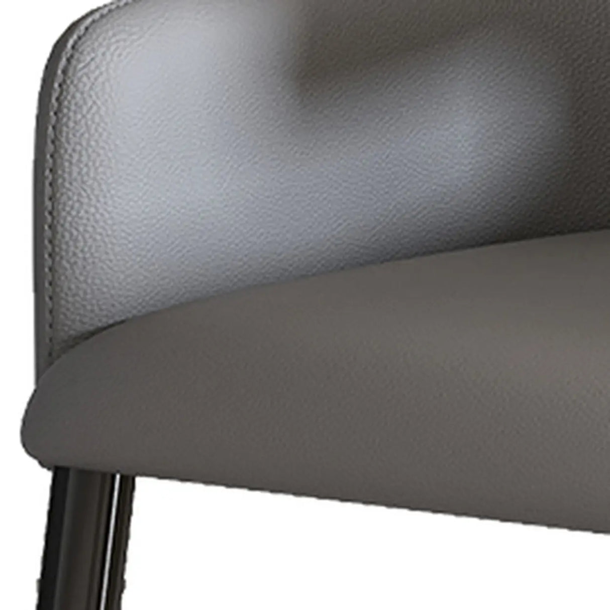 Contemporary Brown Leather Upholstered Armrest Dining Chair Image - 10
