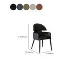 Contemporary Brown Leather Upholstered Armrest Dining Chair #size