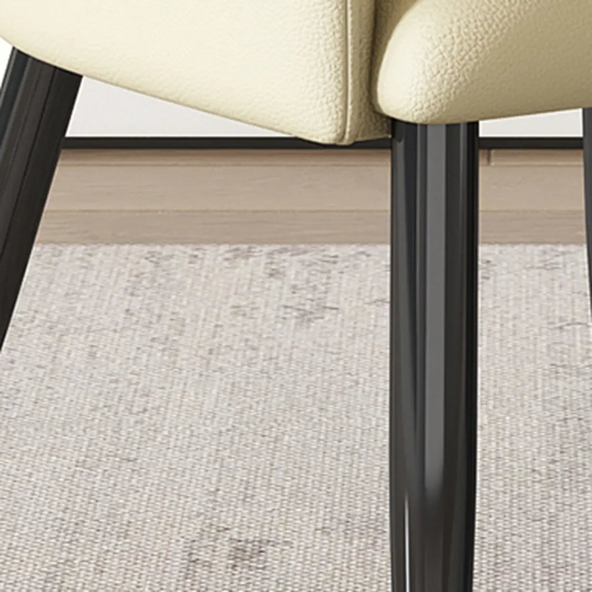 Contemporary Brown Leather Upholstered Armrest Dining Chair Image - 8