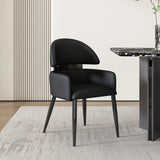 Contemporary Brown Leather Upholstered Armrest Dining Chair Image - 9