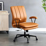 Contemporary Brown Swivel Leather Office Chair with Wheels Image - 1
