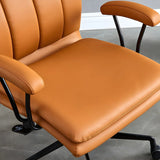Contemporary Brown Swivel Leather Office Chair with Wheels Image - 10